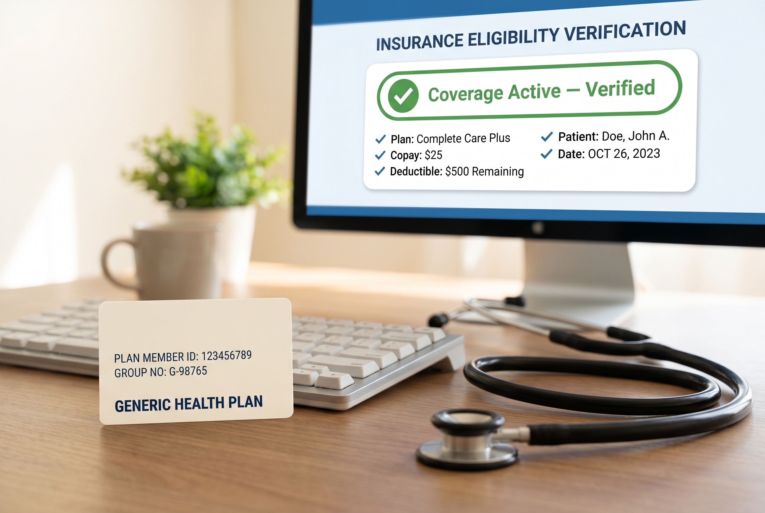 A virtual assistant verifying insurance eligibility and managing practice documents